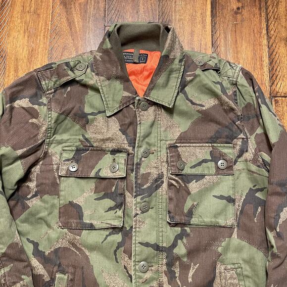 Abercrombie & Fitch Jacket Mens Small Camo Quilted Lined Military Button Up - Picture 4 of 12